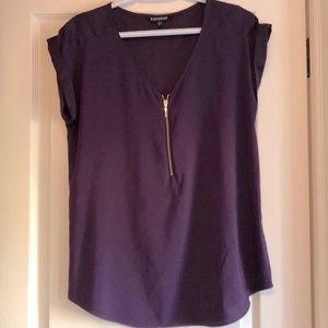 Express Deep Purple Blouse with Gold Zipper